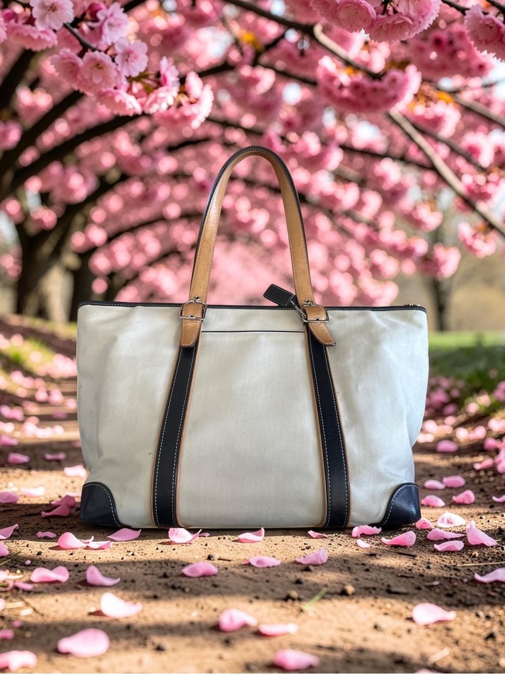Coach Tan & Brown Canvas with Leather Straps Tote Bag M2J-7739 - Hang Tag !!